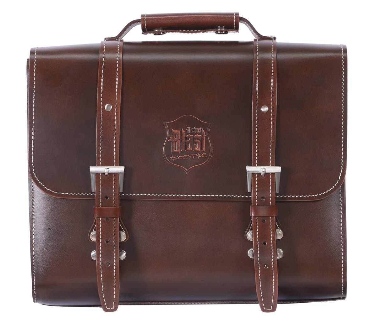 Back Rack Pannier Case — Dark Brown Genuine Leather — image 1