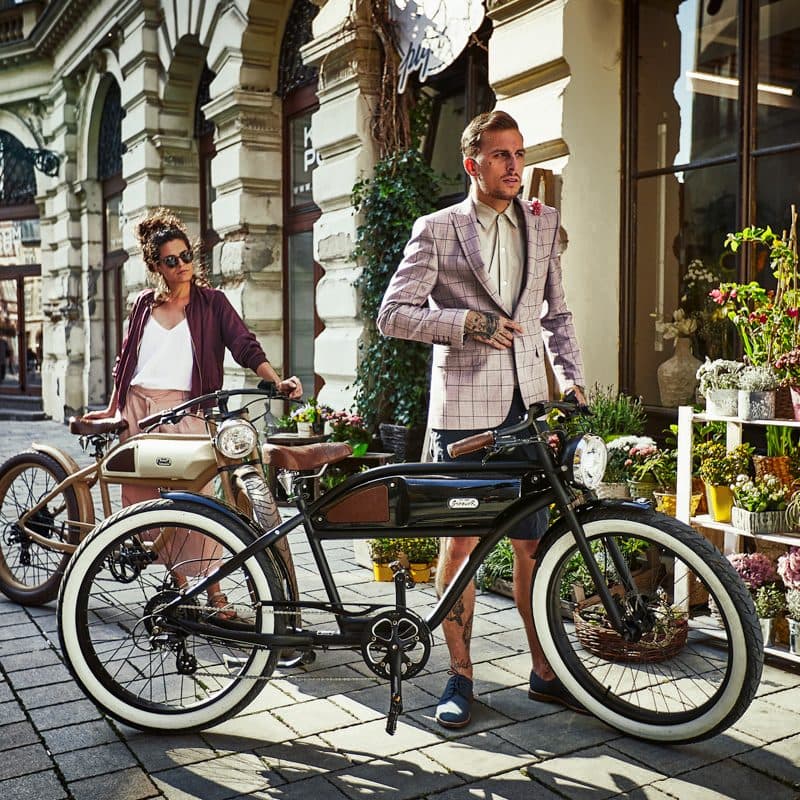 Michael Blast Greaser café racer electric bike — front view