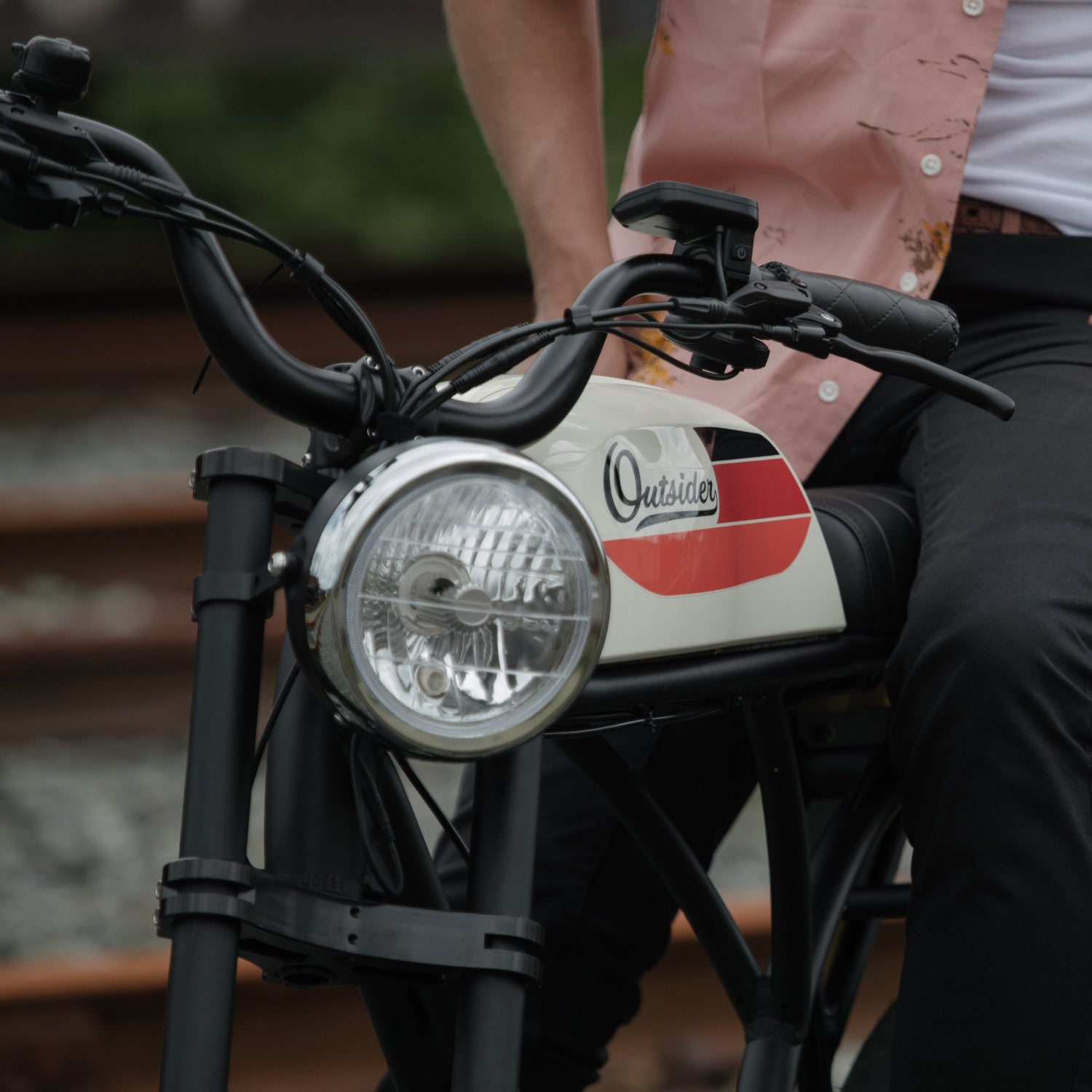 close up of electric bike headlight